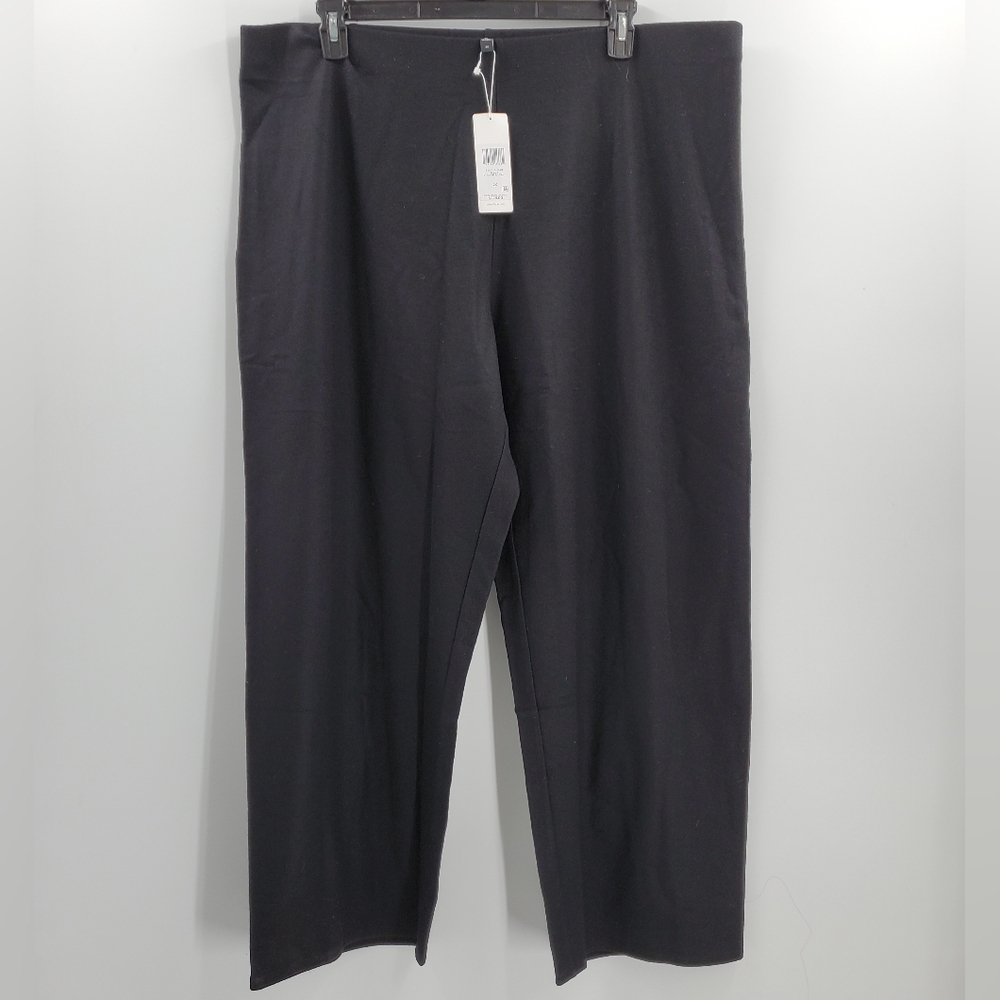 Women's Eileen Fisher Straight Leg Wool Pants Size 2x NEW Black